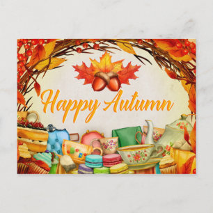 Postale Joyeux automne. Illustration. Carte saisonnière.