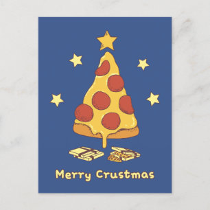 Postale Joyeux Croûtemas - Carte de Noël Pizza