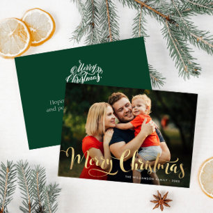 Postale Joyeux feuillet de Noël lettrage photo carte posta