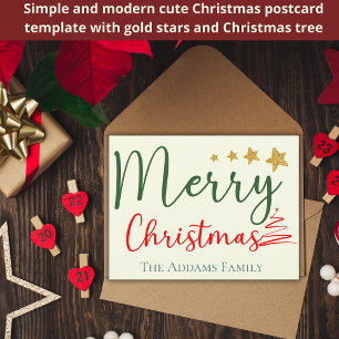 Postale Joyeux Noël Nom de famille Arbre Voeux Carte posta