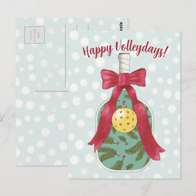 Postale Joyeux Volleydays Pickleball thème carte de vacanc (Devant / Derrière)