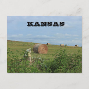 Postale Kansas Country Hay Bale dans un champ Carte postal