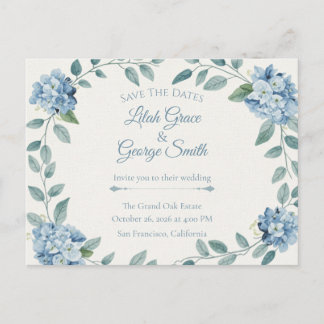 Postale La carte d'annonce de mariage The Blue Bloom Elega
