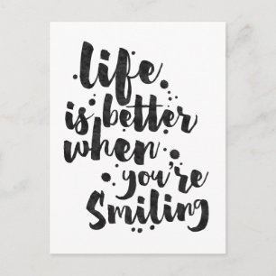 Postale La Vie Est Meilleure Lorsque Souriant - Carte Insp