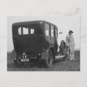 Postale Lady & Car Vintage Black & White Image Carte posta