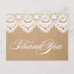 POSTALE LAINE RUSTIQUE CARTE POST MERCI MARIAGE