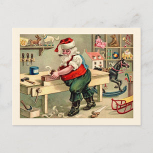Postale L'Atelier du Père Noël Carte Vintage