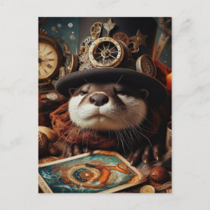 Postale Lecteur de carte Tarot Otter Steampunk Imaginaire