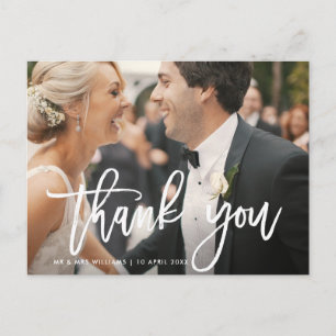 Postale lettrage de brosse mariage merci carte photo