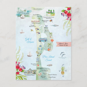 Postale L'île de Captiva   Carte Itinéraire De Mariage De 