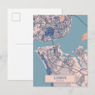 Postale Lisbonne Portugal Carte de la ville venteuse Voyag