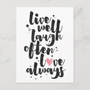 Postale Live Laugh Love - Carte Inspirative