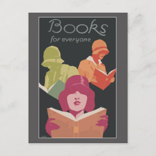 Postale Livres et lecture avec art déco femmes Carte posta