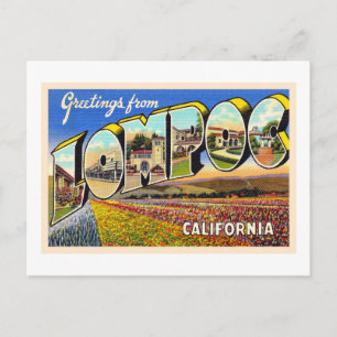 Postale Lompoc California CA Vintage LETTRE GRANDE CARTE P