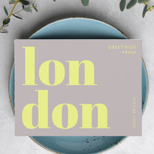 Postale Londres Grande-Bretagne typographie jaune Carte po