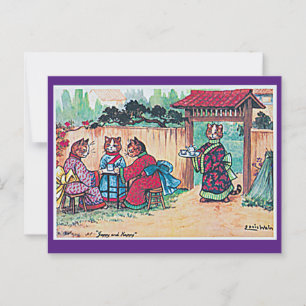 Postale Louis Wain, Art de chat en kimono japonais  Carte 