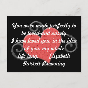 Postale Love Heart Elizabeth Browning Citation Carte posta