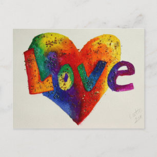 Postale Love Rainbow Parties scintillant Heart Art Carte p