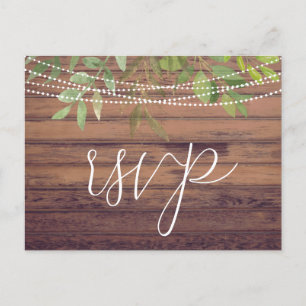 Postale Lumières rustiques Verdure Mariage RSVP carte post