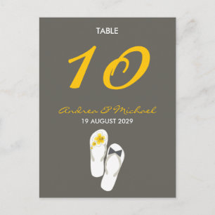 Postale M. & Mme Flip Flops Mariage Carte de numéro de tab