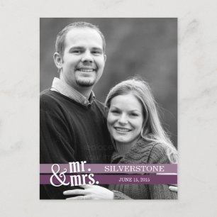 Postale M. & Mme Mariage Carte de remerciements - Plum