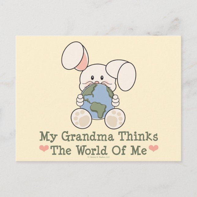 Postale Ma Grand-Mère Pense Que Le Monde De Ma Carte Posta (Devant)