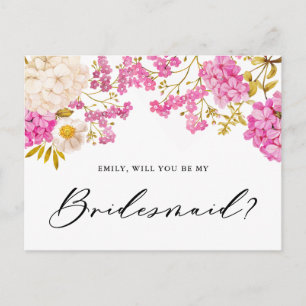 Postale Magenta Hydrangeas Seras-Tu Ma Carte D'Époux