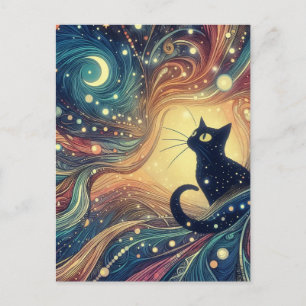 Postale Magnifique Chat Noir Doodles Abstraits Carte posta