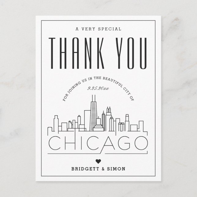 Postale Mariage de Chicago | Merci de venir ! Carte postal (Devant)
