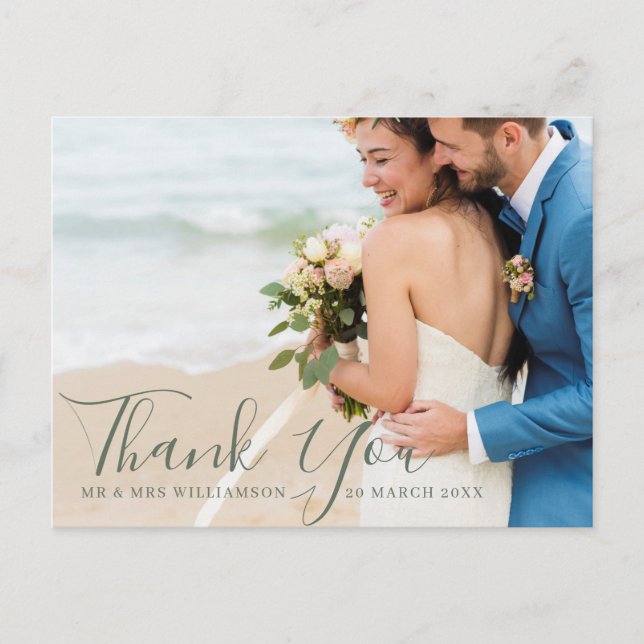 Postale Mariage de superposition de script merci carte pho (Devant)