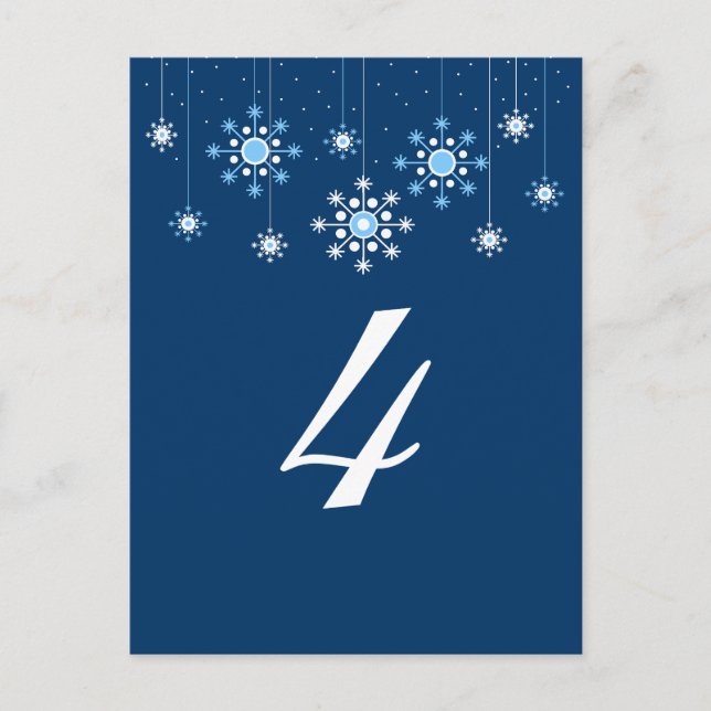 Postale Mariage d'hiver Snowflakes Carte Numéro de tableau (Devant)