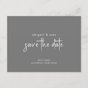 Postale Mariage gris simple Enregistrer la date Carte post