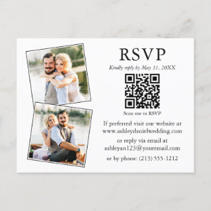 Postale Mariage Minimaliste 2 Photo QR carte boîtier RSVP