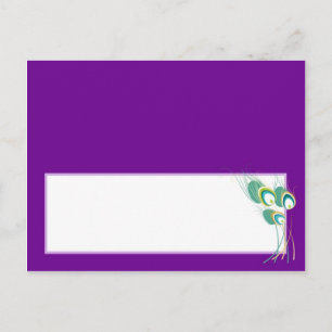 Postale Mariage moderne Peacock violet Carte de lieu écrit