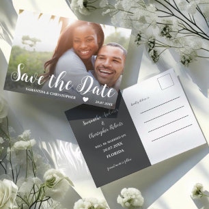 Postale Mariage moderne photo noir & blanc carte de sauveg