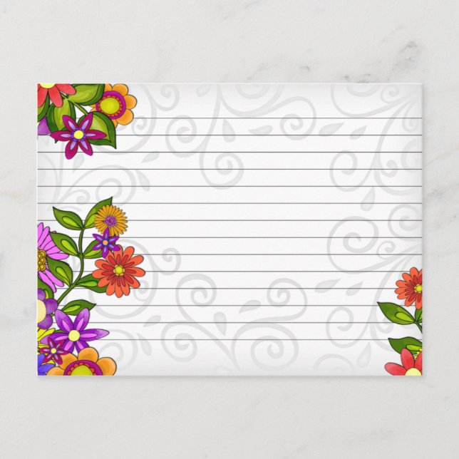 Postale Mariage Recette Carte Fleurs Lumineuses (Devant)