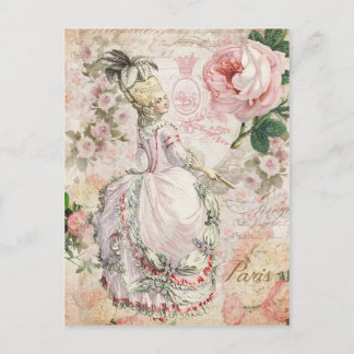 Postale Marie Antoinette, Paris, shabby, rose, rose, Carte