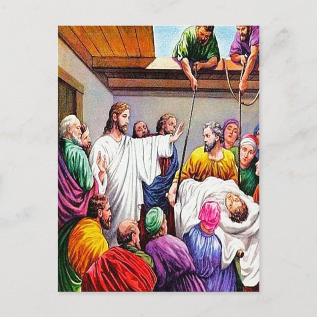 Postale Matthieu 9:1-8 Jésus Pardonne et guérit carte post (Devant)