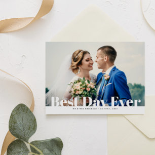 Postale MEILLEUR JOUR JAMAIS, texte en gras mariage carte