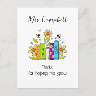 Postale Merci de m'avoir aidé à grandir Carte de professeu