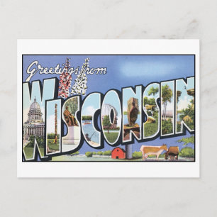 Postale Message de bienvenue de Wisconsin Vintage Carte po