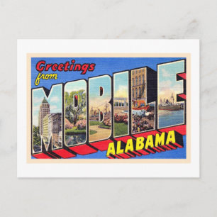 Postale Mobile Alabama AL Vintage Grande Lettre Carte post