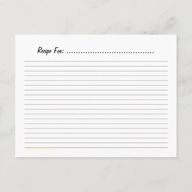 Postale Modèle de la carte de recette jaune (Dos)
