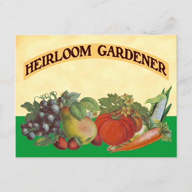 Postale Modèle de la carte de recettes Heirloom Gardener (Devant)