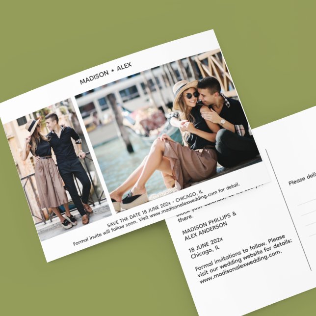 Postale Moderne minimal 2-Photo Enregistrer la carte posta (Créateur téléchargé)