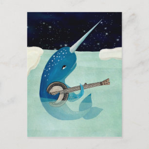 Postale Narwhal's Aquarelle - Narwhal joue la carte Banjo