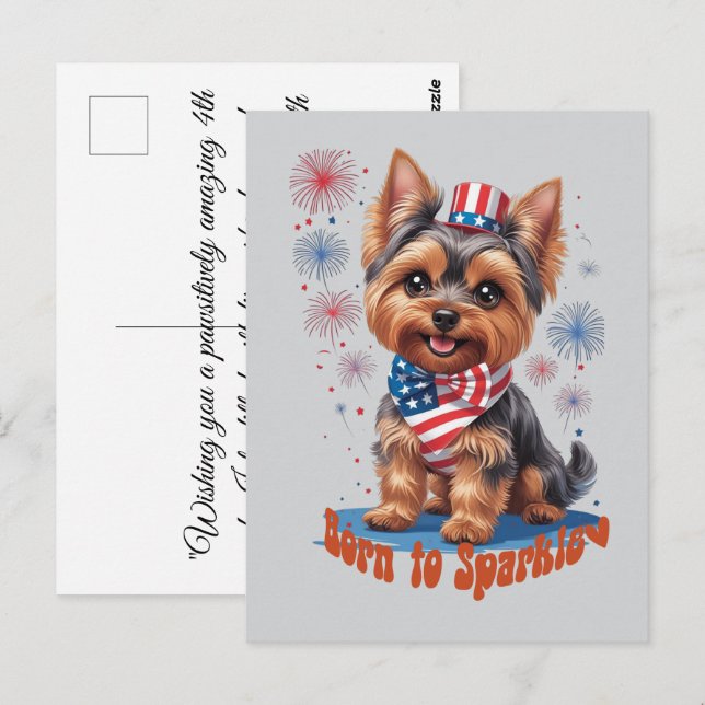 Postale Né à Sparkle - jolie carte 4 juillet plat avec (Devant / Derrière)