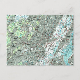Postale Newark NJ et Carte des zones environnantes (1986)