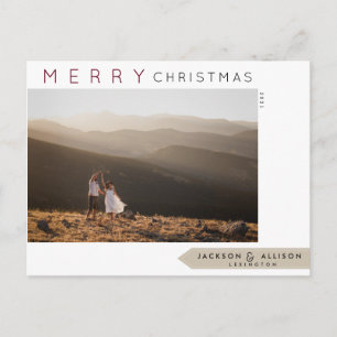 Postale Noël minimal   Arbre à pins et Carte photo