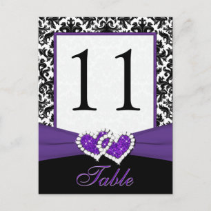 Postale Noir, Blanc, Violet Damas Numéro de la table Carte